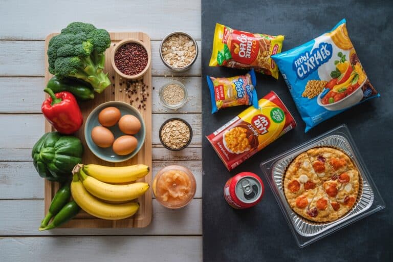Comparaison aliments bruts et aliments ultra-transformes