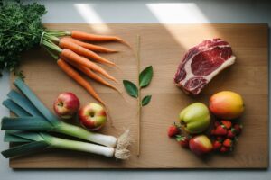 Fruits et légumes locaux dans un panier en osier