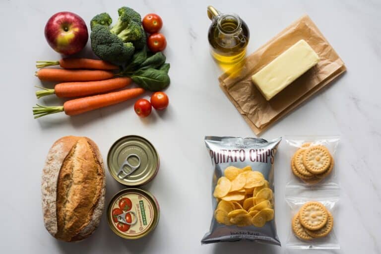 Quatre groupes d'aliments classes selon le score NOVA