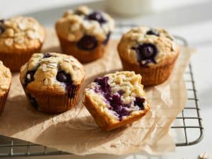 Muffins aux myrtilles et flocons d&rsquo;avoine