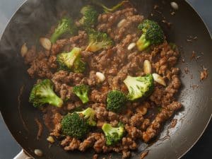 Bœuf haché sauté aux brocolis