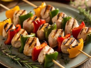 Brochettes de dinde aux poivrons