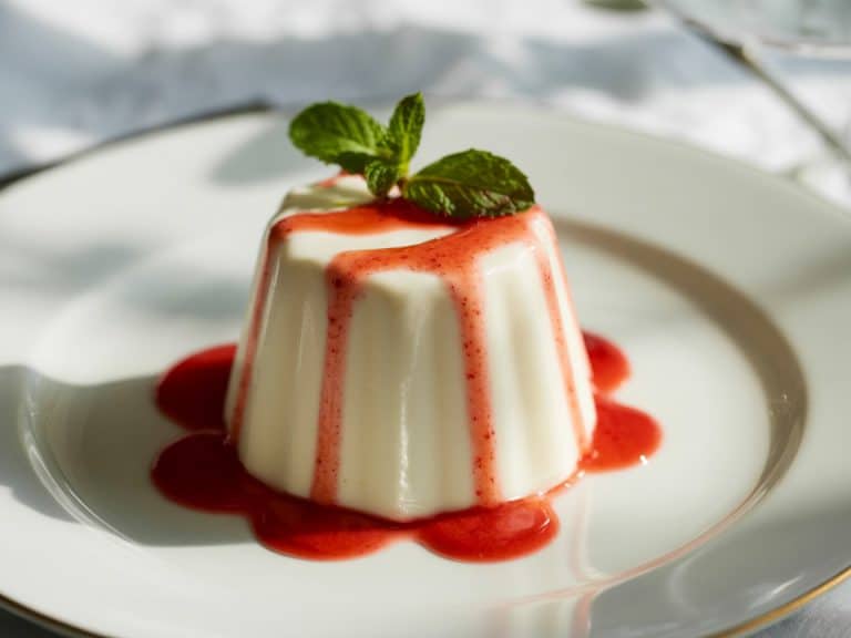 Panna cotta au lait de coco et coulis de fraises fraiches