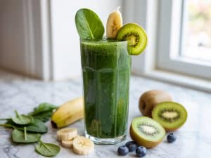 Smoothie vert épinards banane et kiwi