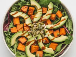 Salade tiède de patate douce et avocat