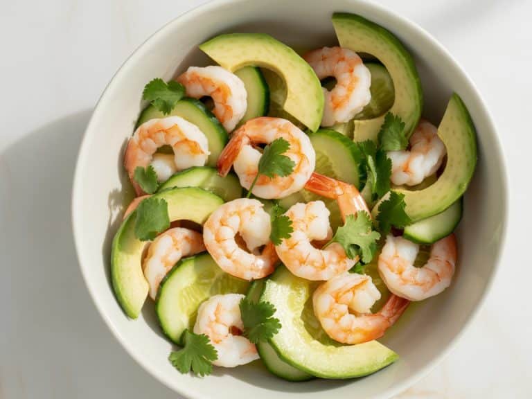 Salade de crevettes à l'avocat et concombre