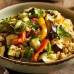 Salade tiède de quinoa aux légumes rôtis