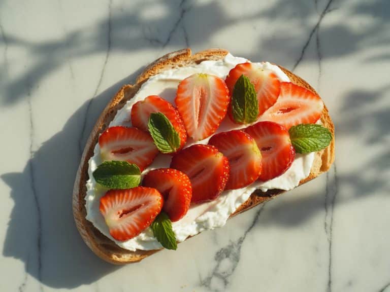 Tartine de ricotta aux fraises et menthe