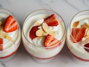 Verrines de skyr aux fraises et amandes