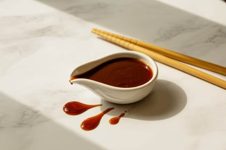 Sauce tamari dans un petit bol japonais avec graines de soja