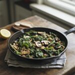 Poêlée de blettes, champignons et haricots blancs au citron